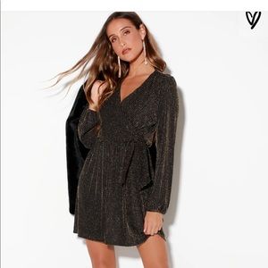 Benita Gold and Black Striped Long Sleeve Dress